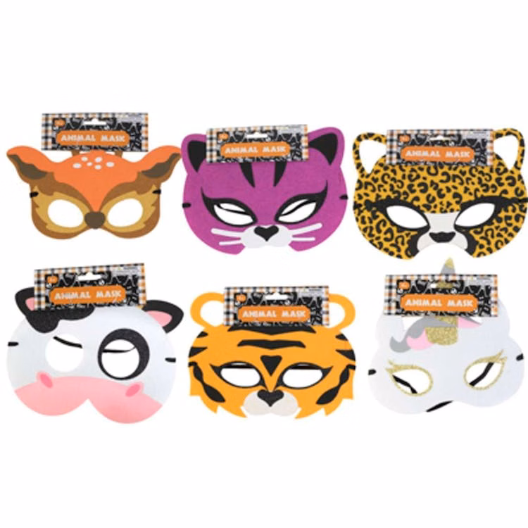 Kids Felt and Glitter Animal Masks - Assorted