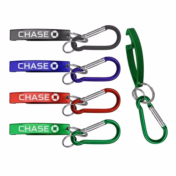 Bottle Opener w/ Split Key Ring & Carabiner