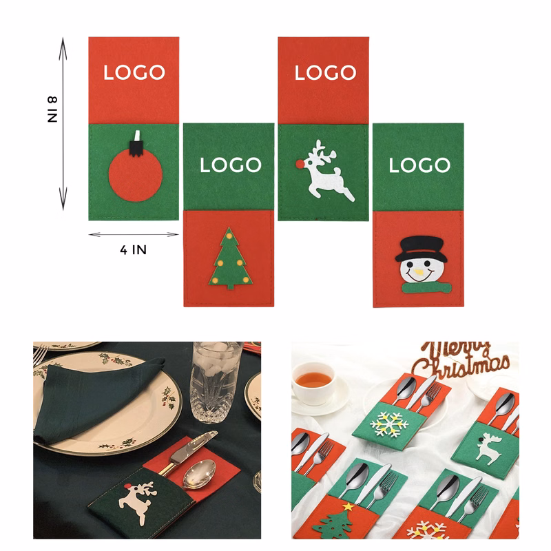 MOQ 10 PCS Stylish Christmas Cutlery Storage Bag