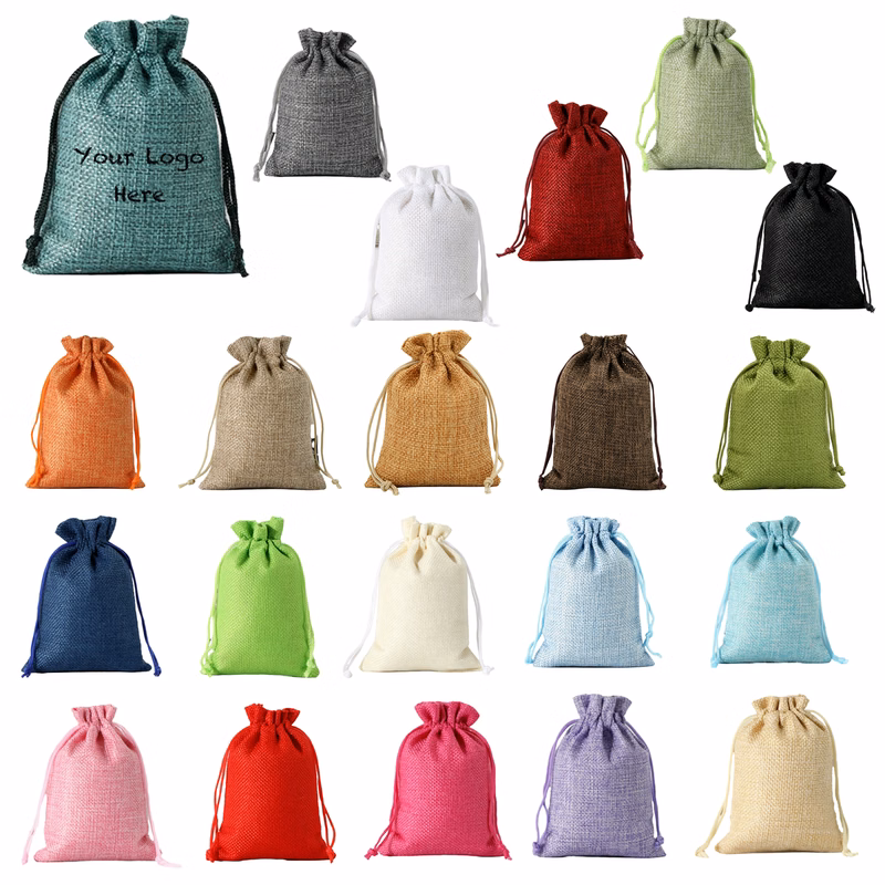 Christmas Burlap Drawstring Bag