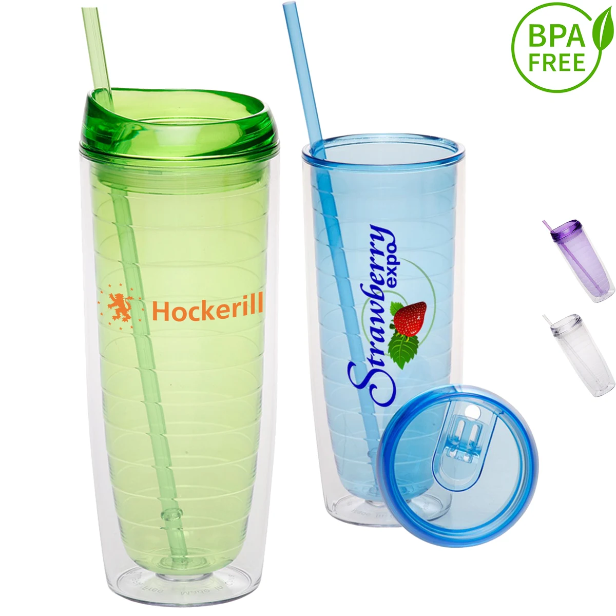 20 oz. BPA free Tall Double Wall Acrylic Tumblers w/ Straw 1