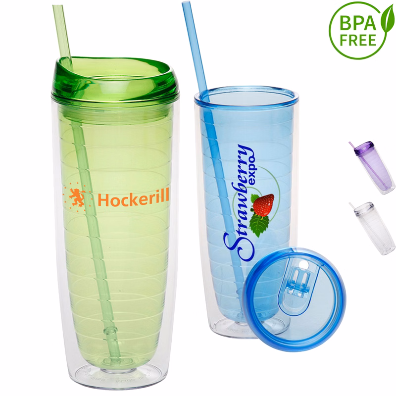 20 oz. BPA free Tall Double Wall Acrylic Tumblers w/ Straw
