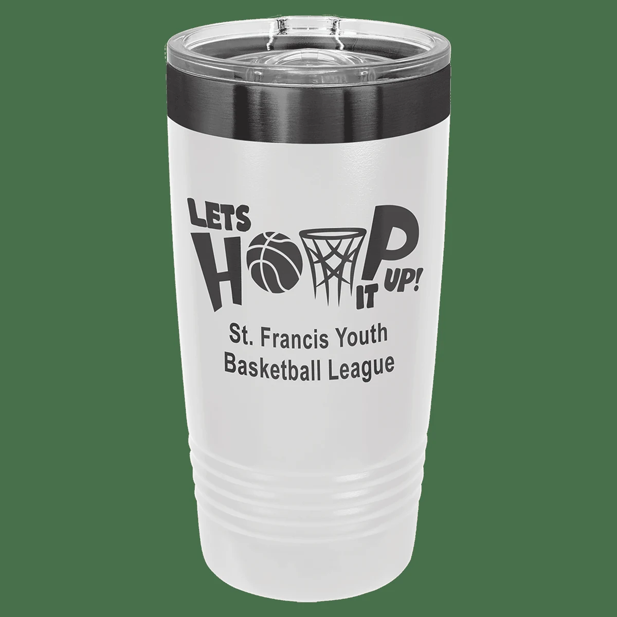 Polar Camel 20 oz. White/Ghost Black ION-Plated Ringneck Tumbler with Slider Lid 1