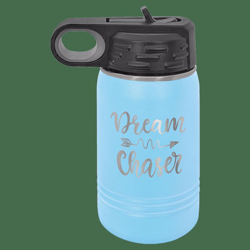 12 oz. Light Blue Laser Engraved Polar Camel Water Bottles