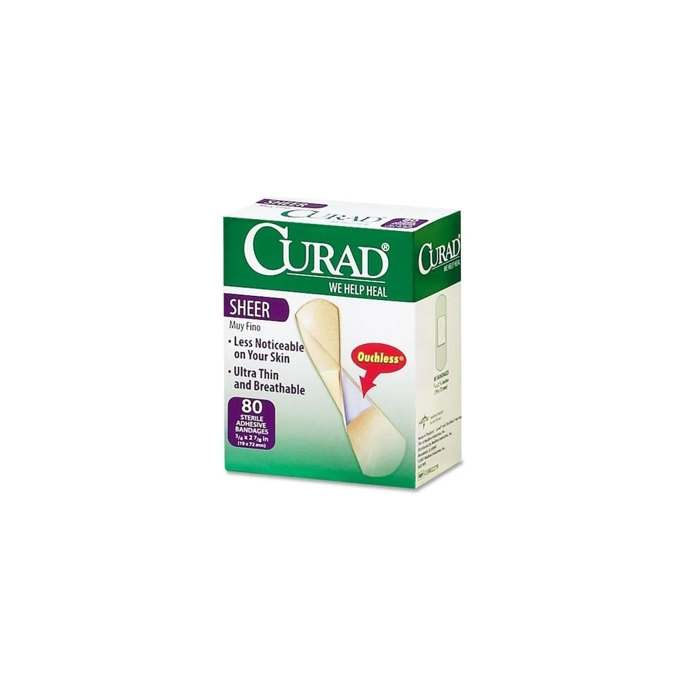 Sheer Adhesive Bandages - 80 Count 0.75" x 3" Sterile 1