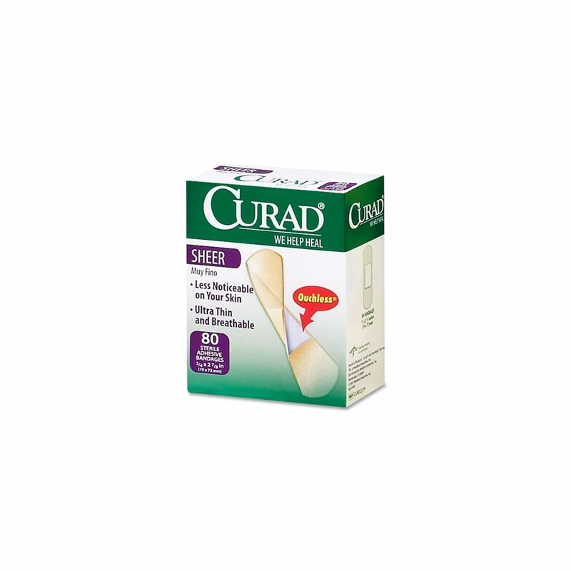 Sheer Adhesive Bandages - 80 Count 0.75" x 3" Sterile