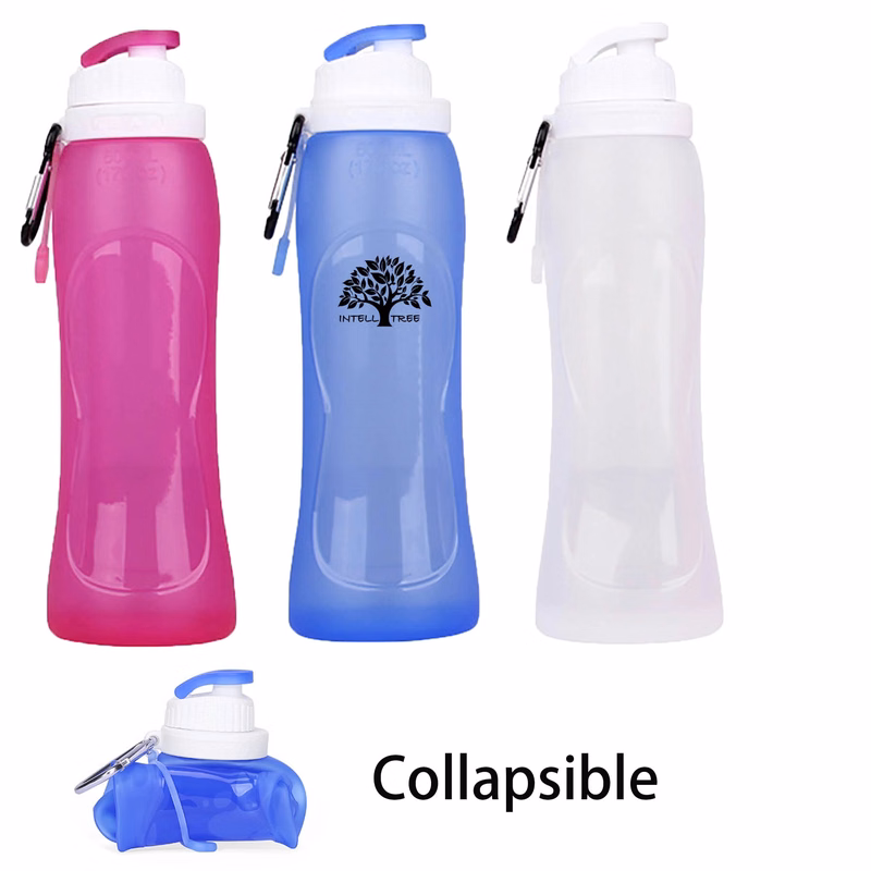 17 Oz Collapsible Water Bottle With Clip For Backpack