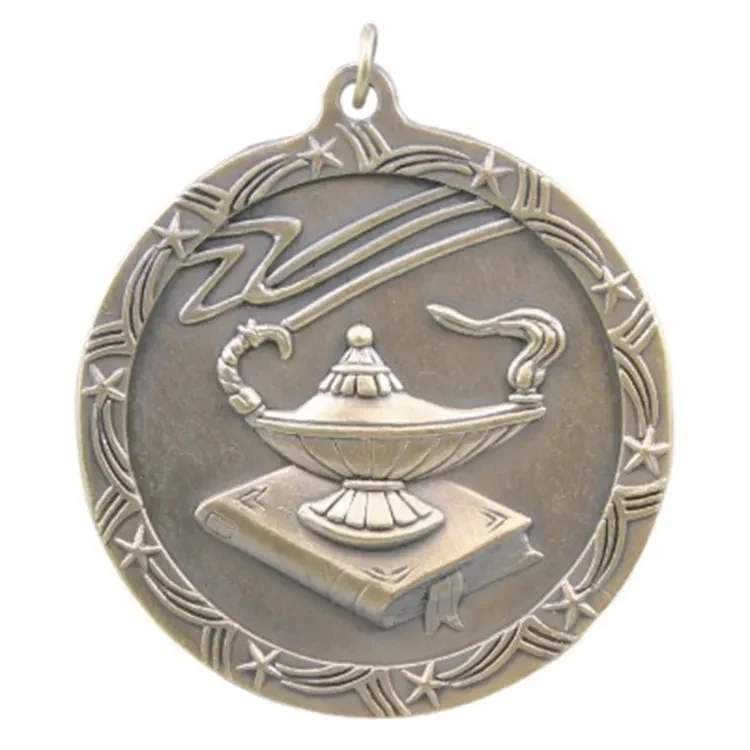 2 1/2" Antique Finish Shooting Star Medal-Lamp of Knowledge 1