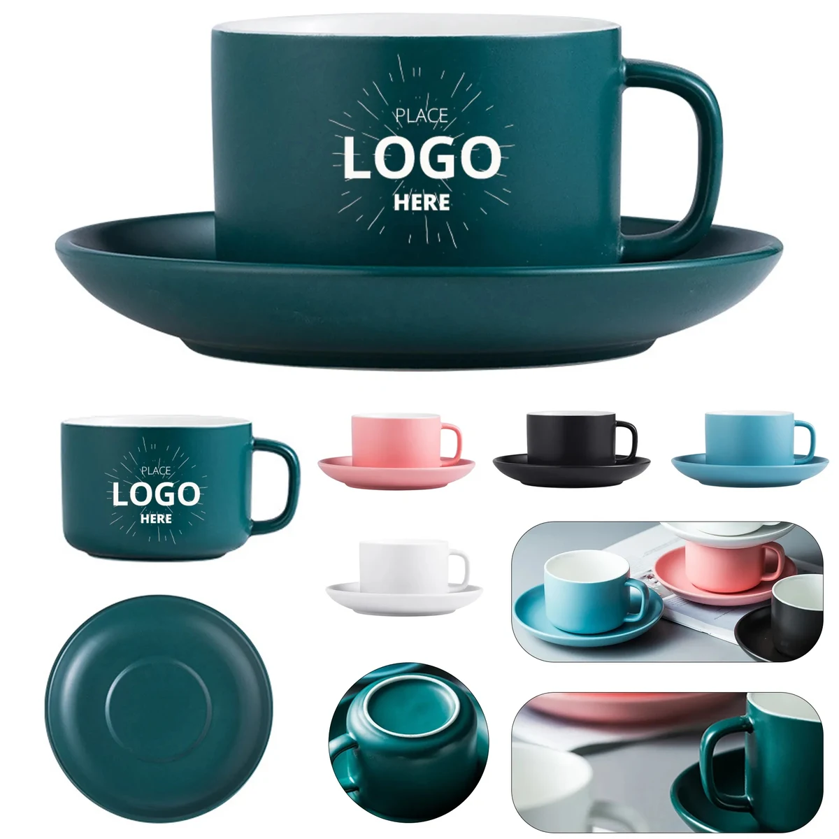Matte Ceramic Coffee Cup and Saucer Set 1