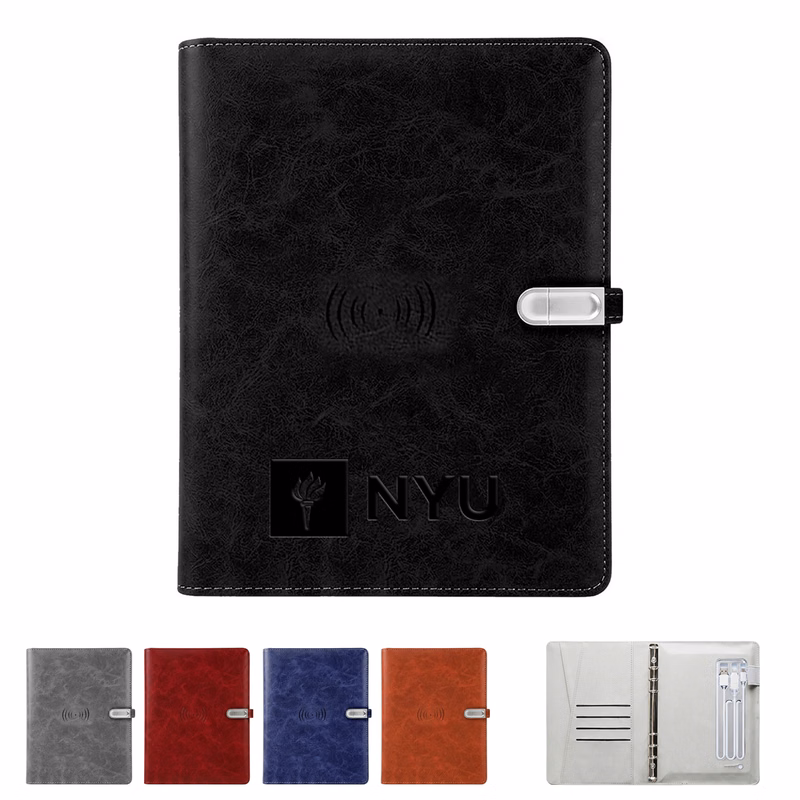 Executive Leatherette Power Book - 5000 mAh, 16 GB USB