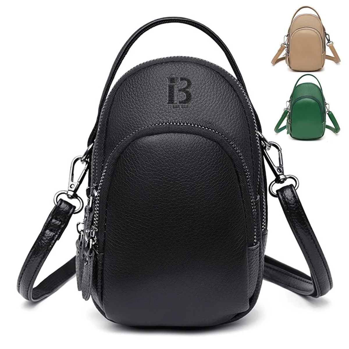 Genuine Leather Two Compartment Phone Crossbody Mini Bag 1
