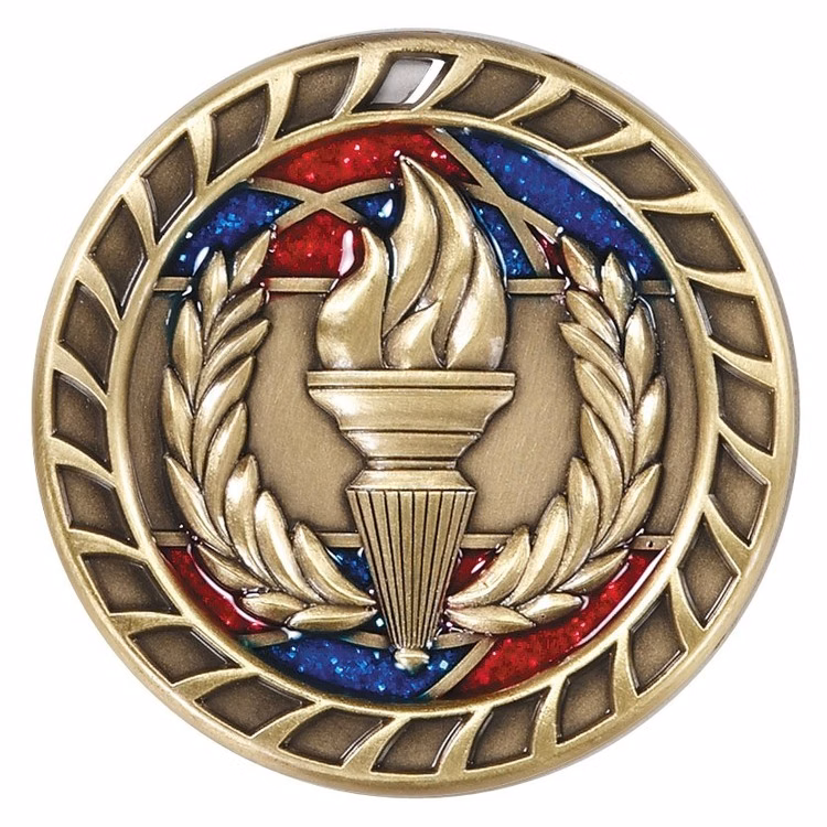 Victory Torch Glitter Medal, 2 1/2"