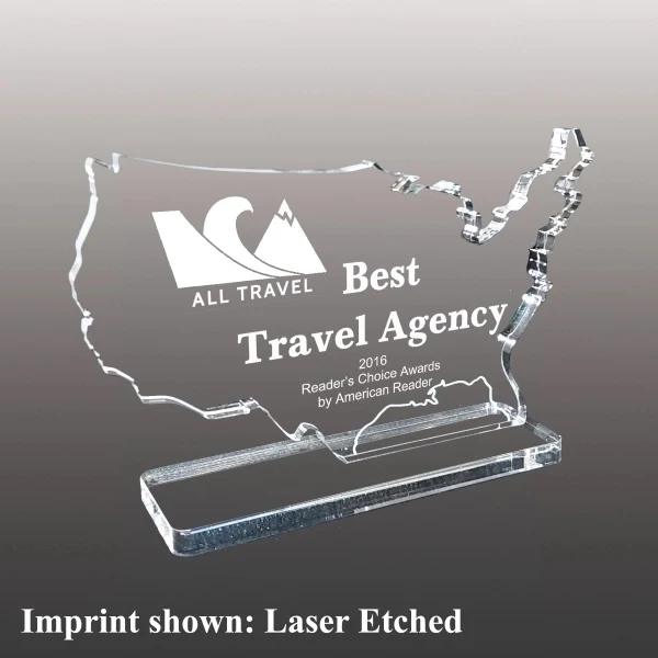 America (USA) Shaped Acrylic Award - Laser Etched 1