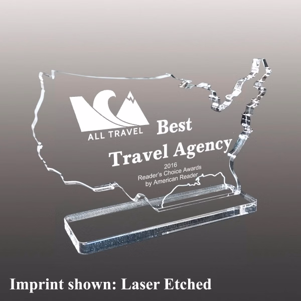 America (USA) Shaped Acrylic Award - Laser Etched