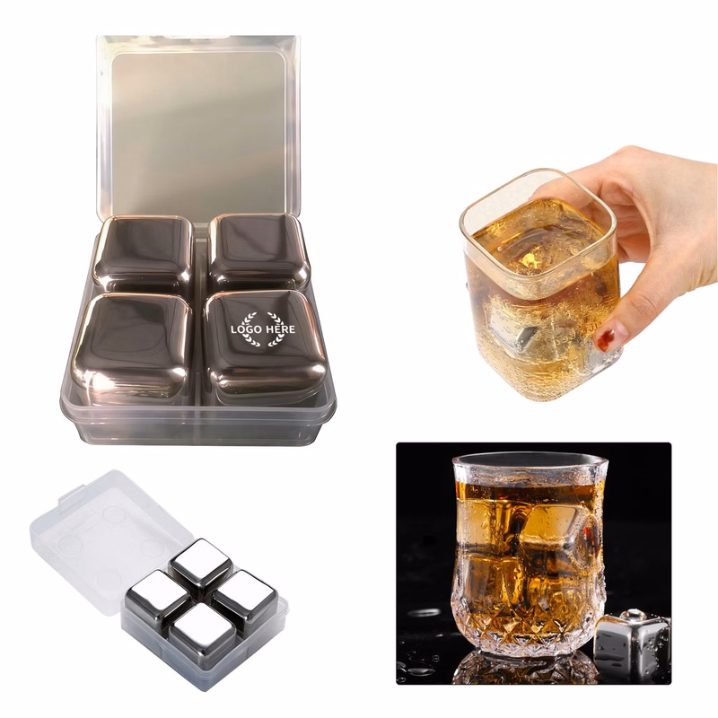 Set Of 4 Stainless Steel Reusable Ice Cubes