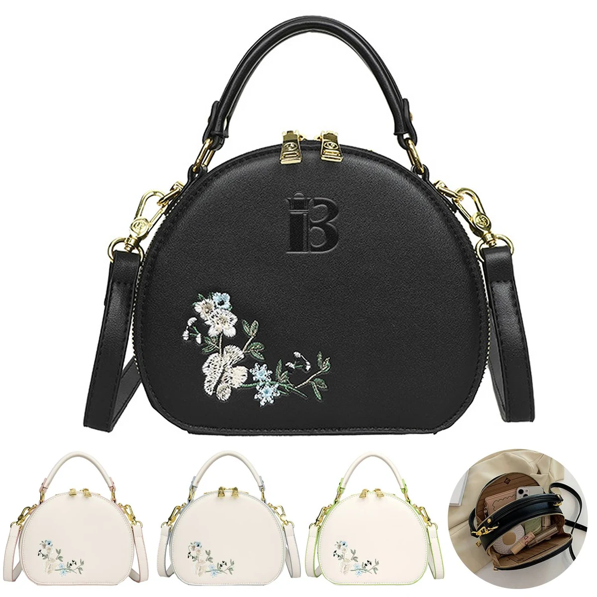 PU Embroidered Fashion Handbag Crossbody Bag 1