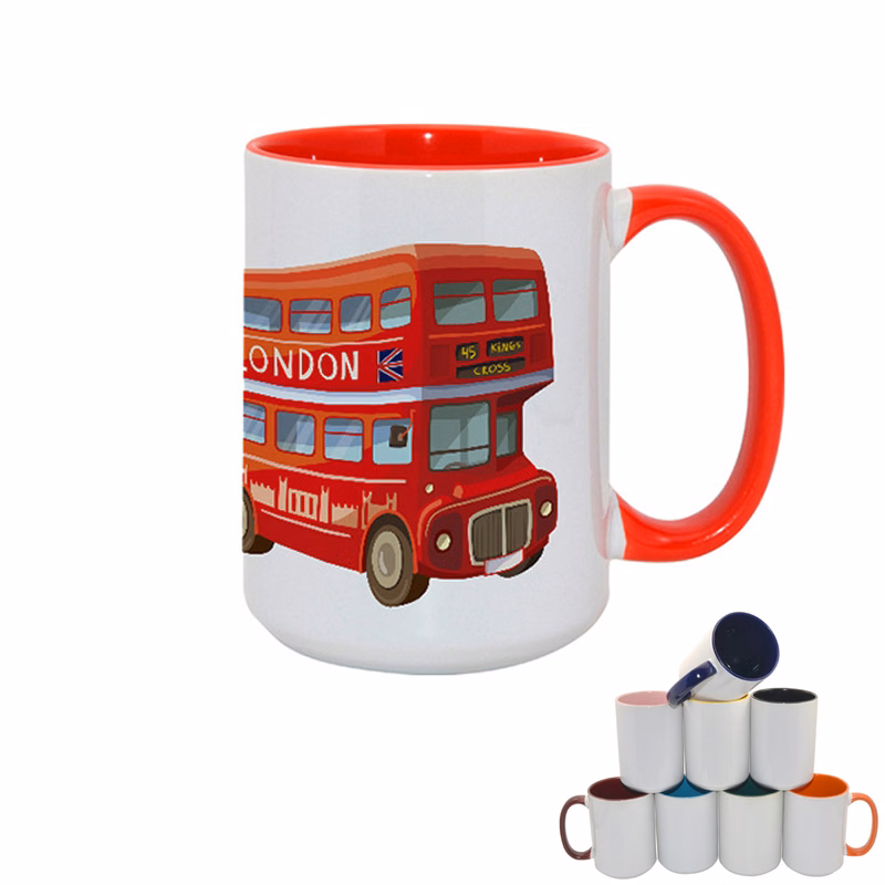 15 Oz Colored Stoneware Mug With C-Handle