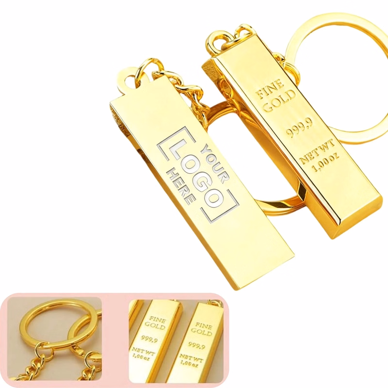 Gold Bar Shaped Fashion Keychain