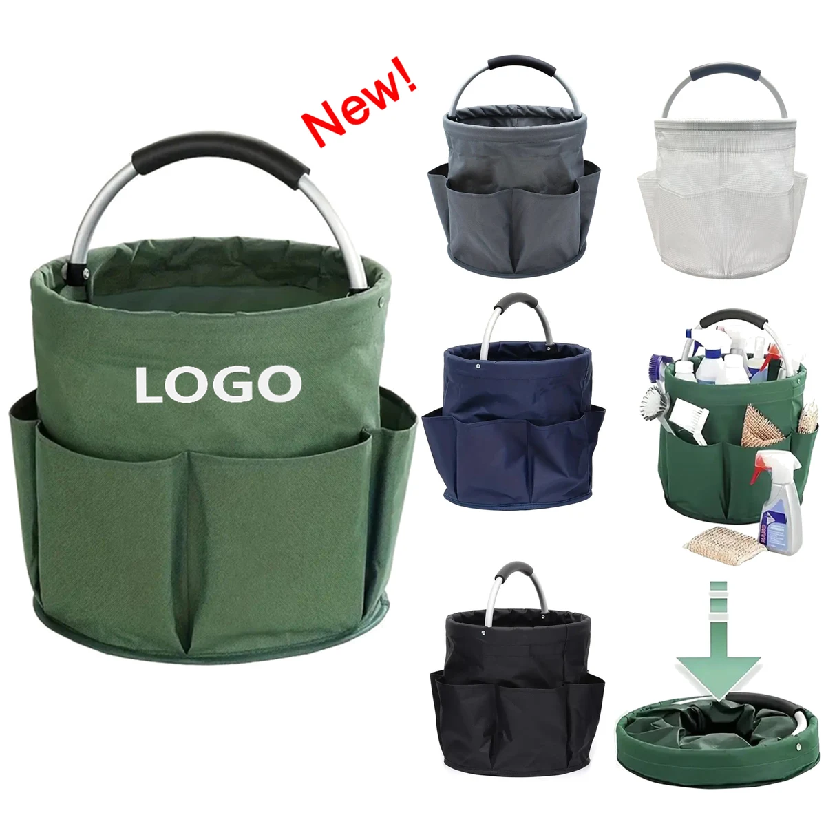 Oxford Grocery Storage Basket Garden Tool Handle Bag, custom tote bag with logo imprint 1