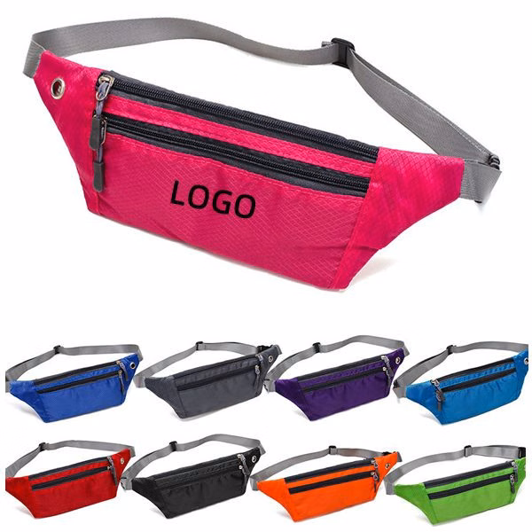 Waterproof Ripstop Waist Fanny Pack W/ 2 Zippers Pockets