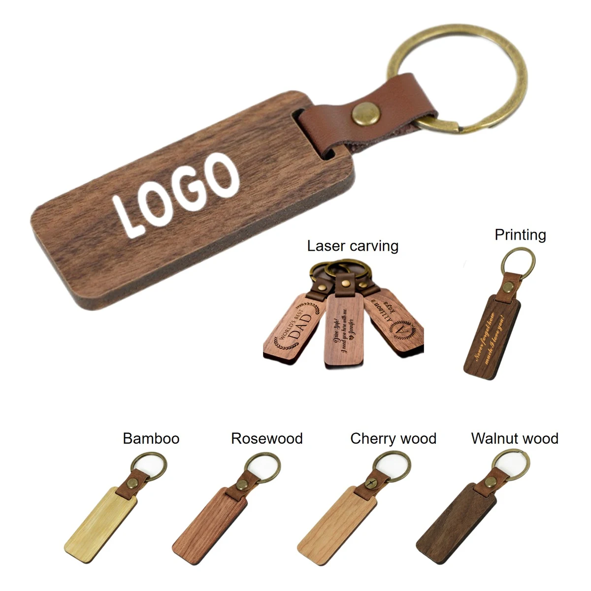 Rectangle Wood Keychain 1