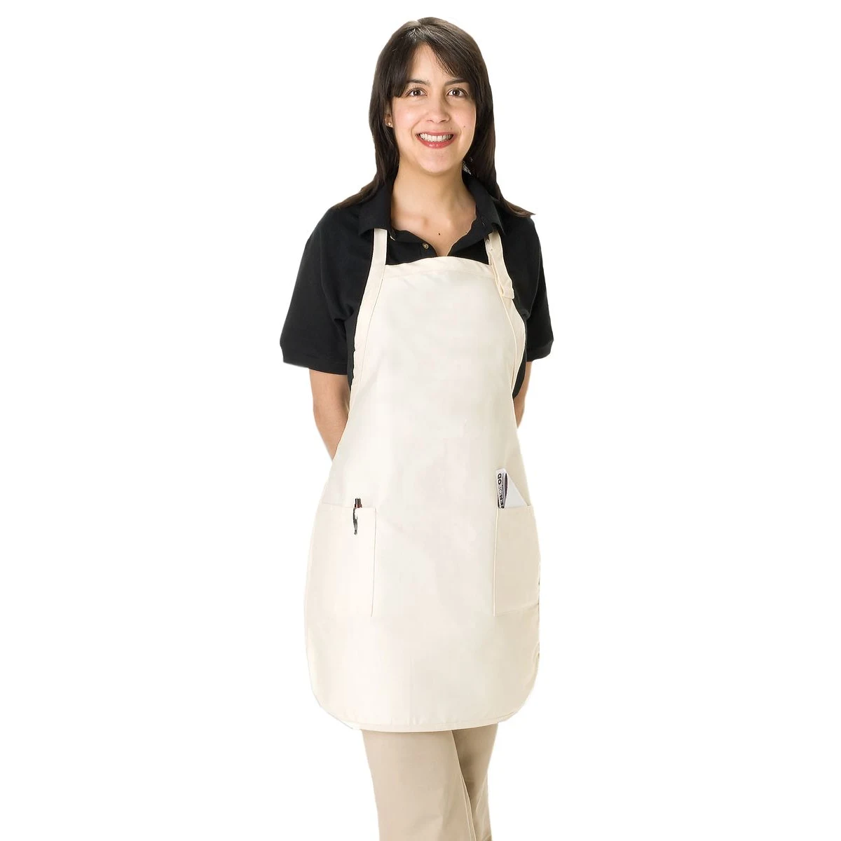 Value Adjustable 2 Patch Pocket Apron, Blank - White, Natural 1