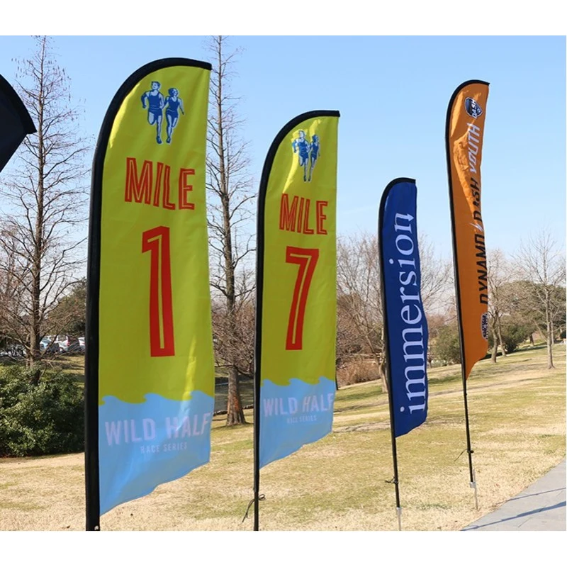 13ft Single Sided Feather Flag Banner with Base and Pole 1