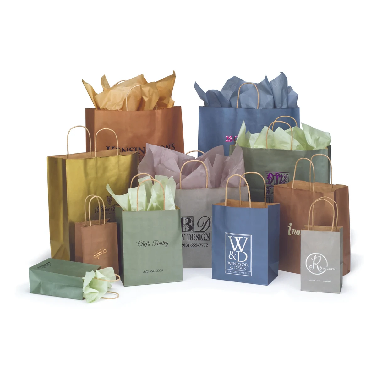 Metallic Color Kraft Paper Shopping Bags - Hot Stamped 1