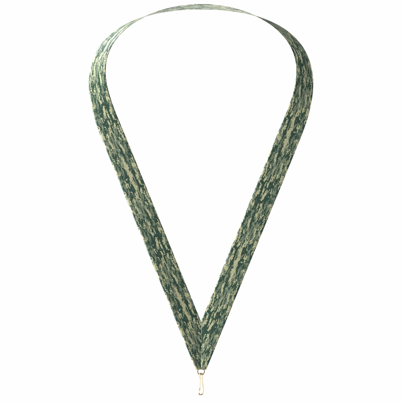 7/8" x 34" Sublimated Green Camo Neckband w/ Quick Clip