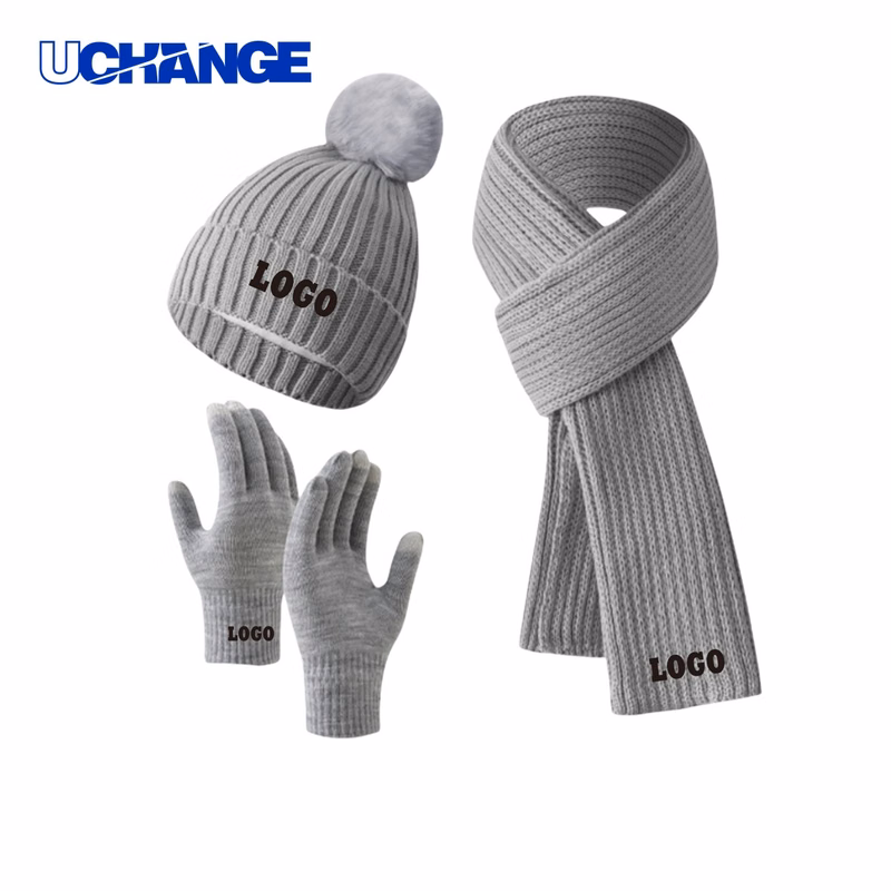 Knitted Hat Scarf Gloves Set