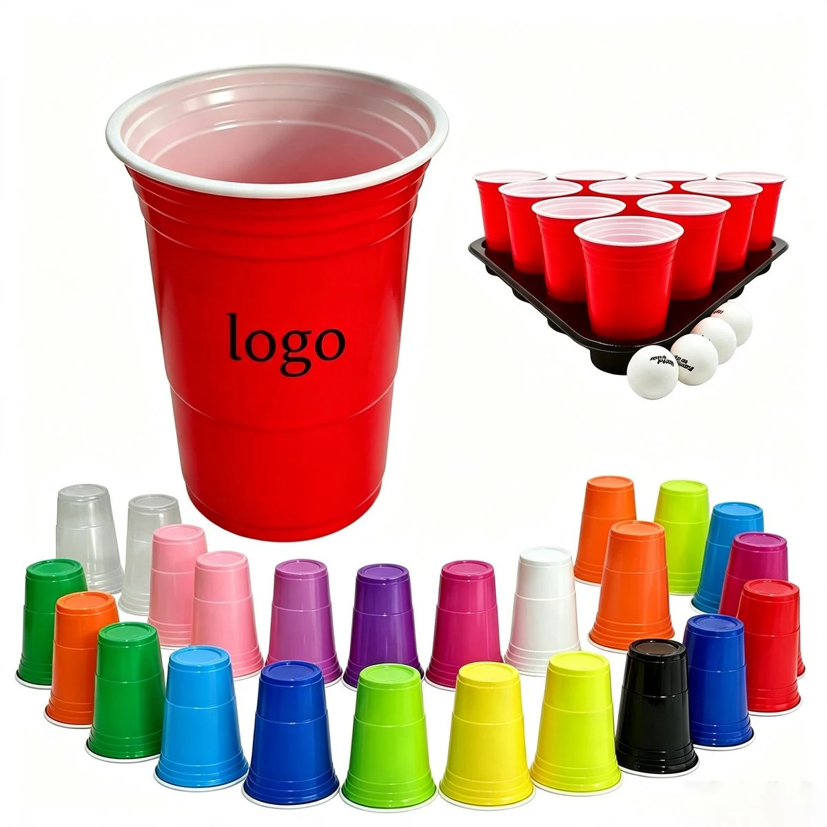 16oz Disposable Plastic Party Cups in Assorted Colors 1