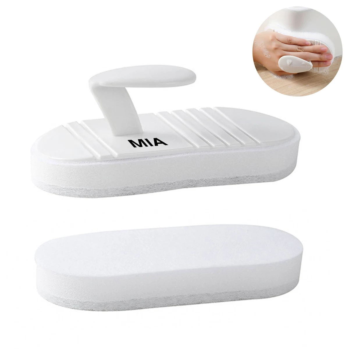 Sponge Bathroom Cleaning Brush Set with Scraper Pad 1