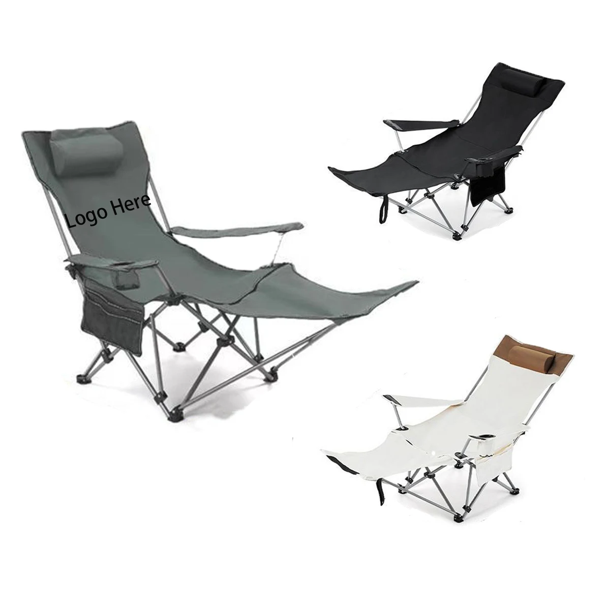Outdoor Folding Recliner With Side Pocket And Cup Holder 1