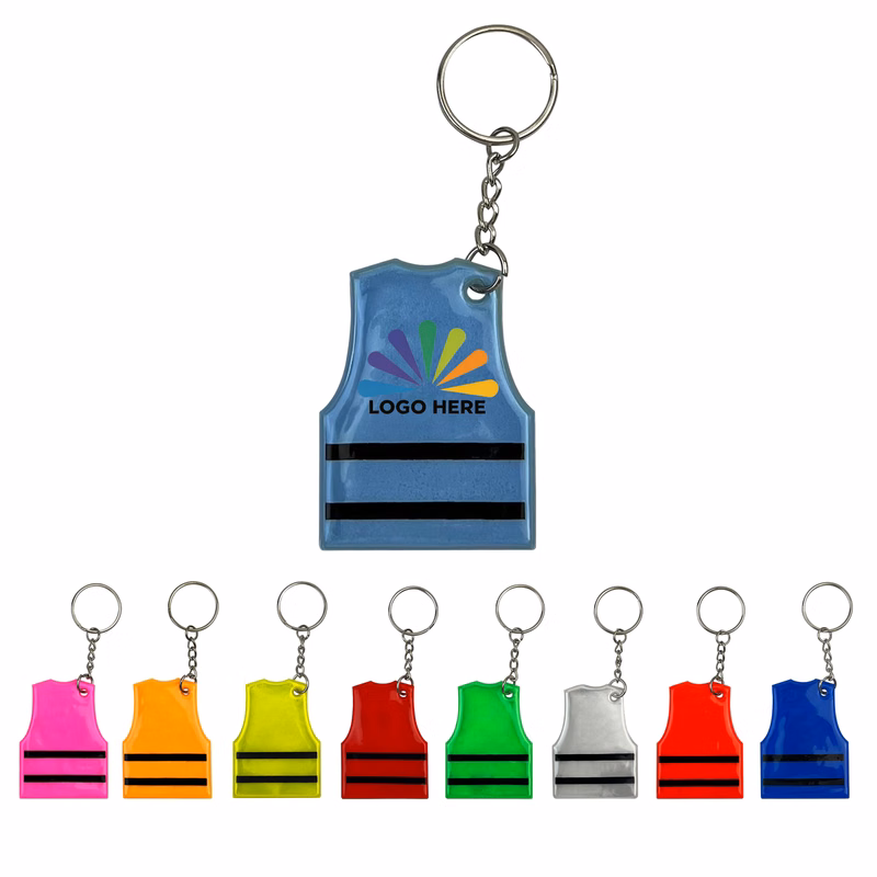 Reflective PVC Safety Vest Keychain Pendant Custom Logo