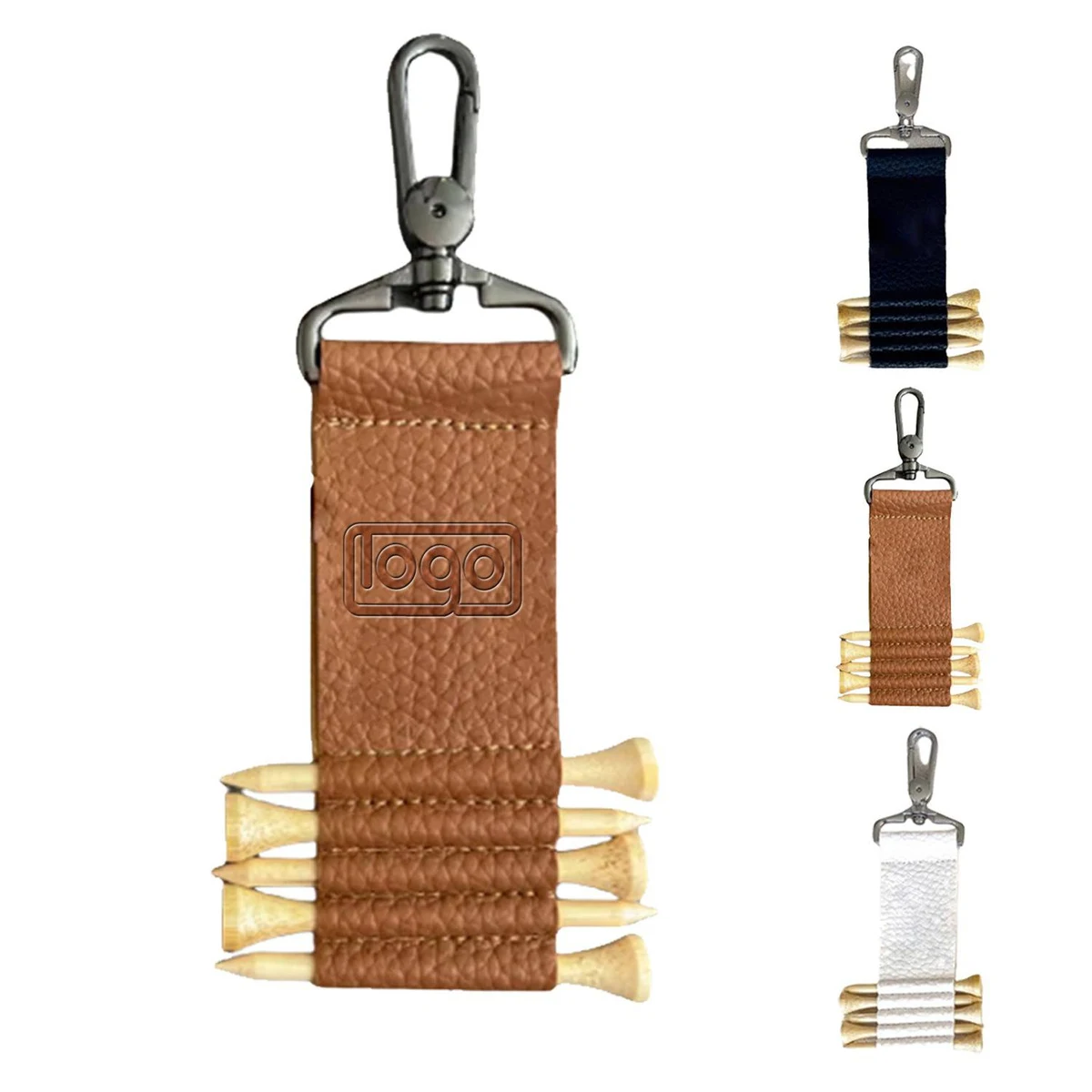 PU Leather Keychain Stud Storage Bag Mini Golf Tee Holder 1