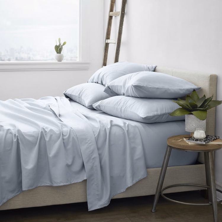 Luxury Bed Sheets - Solid Blue Full 6 Set