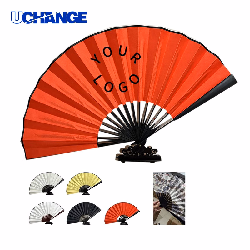 Bamboo Silk Folding Hand Fan with Grip