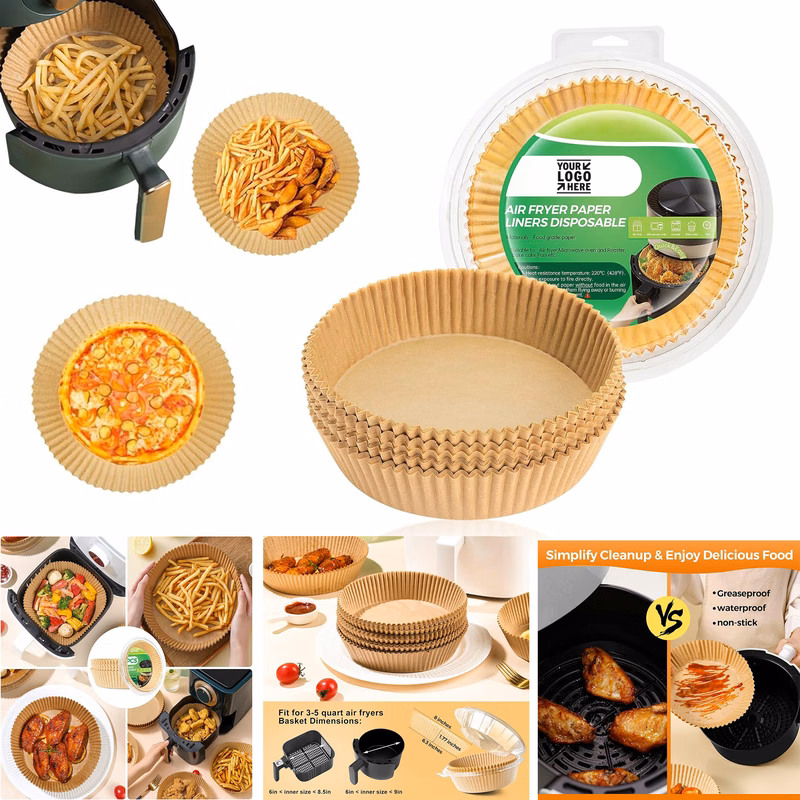Disposable 6.3Inch Air Fryer Oven Round Water Proof Non Stick Basket Baking Paper Liner