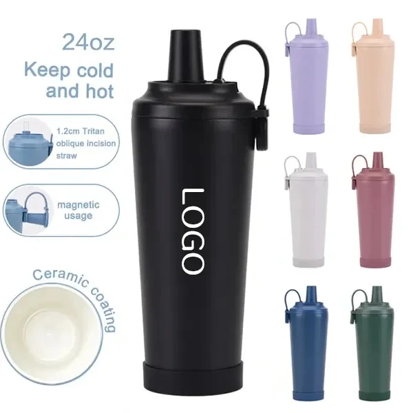Portable Magnetic Ceramic Liner Straw Cup with 24 Hand-Held 1