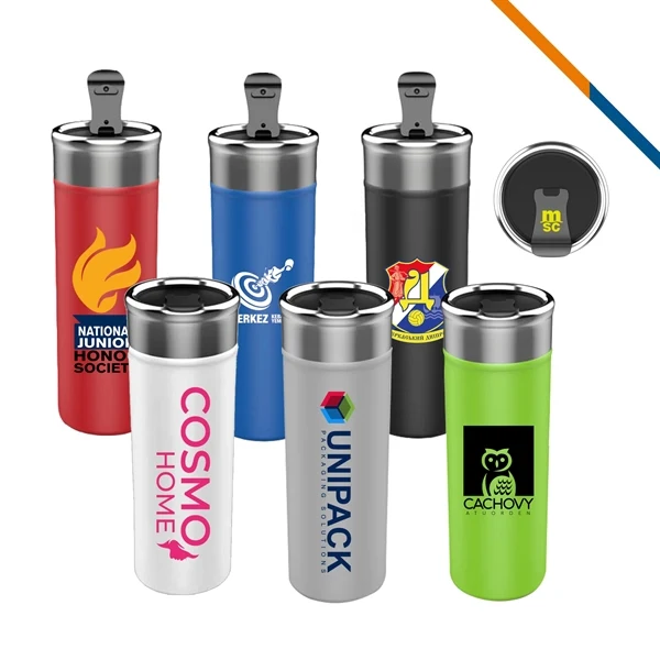 Bounce Stainless Steel Travel Bottle - 18 OZ. for Commutes, Fitness and Travel, custom water bottle with logo imprint 1