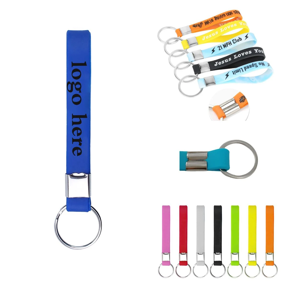Custom Screen Print Silicone Wristband Keyring
1
