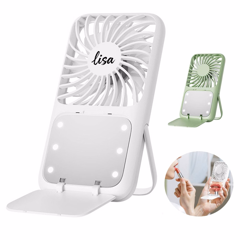 Plastic Rechargeable Fan with LED Mirror