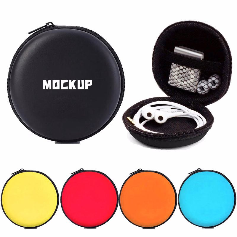 Round Earbuds Cable Case Pouch