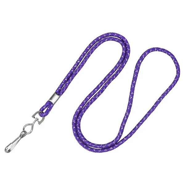 1/8" Metallic Cord Lanyard (Purple) With Swivel Hook Attachment 1