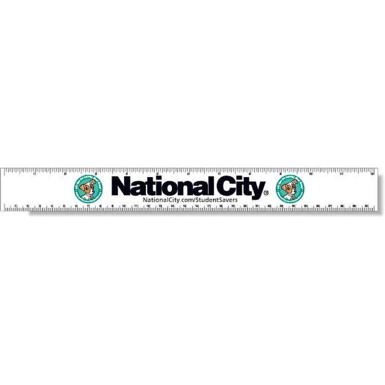 .020 White Plastic Ruler 1.38"x12.25" Rectangle / Square Corner, Full Colour 1
