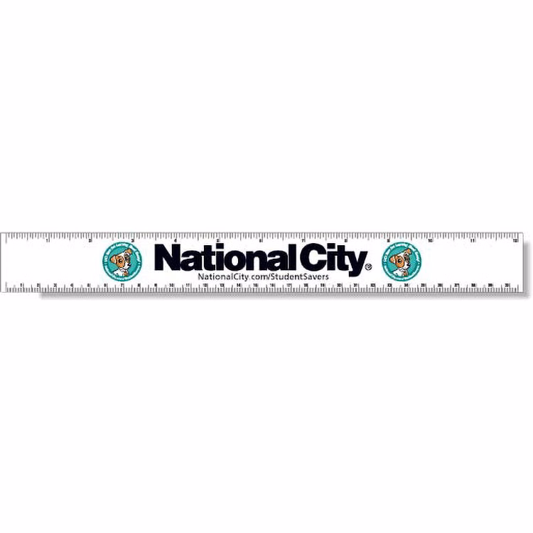 .020 White Plastic Ruler 1.38"x12.25" Rectangle / Square Corner, Full Colour