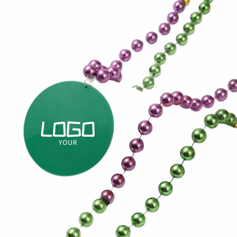 Custom Mardi Gras Bead Necklaces with logo Medallion