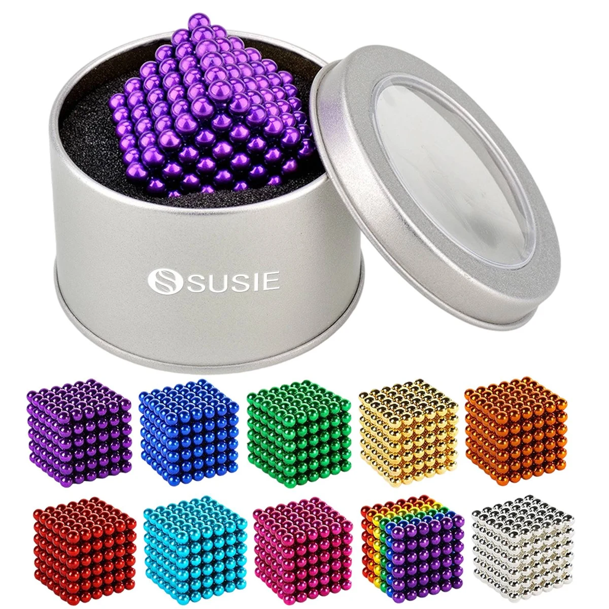 216pcs Magnetic Bucky Ball Cubes w/ Metal Box 1