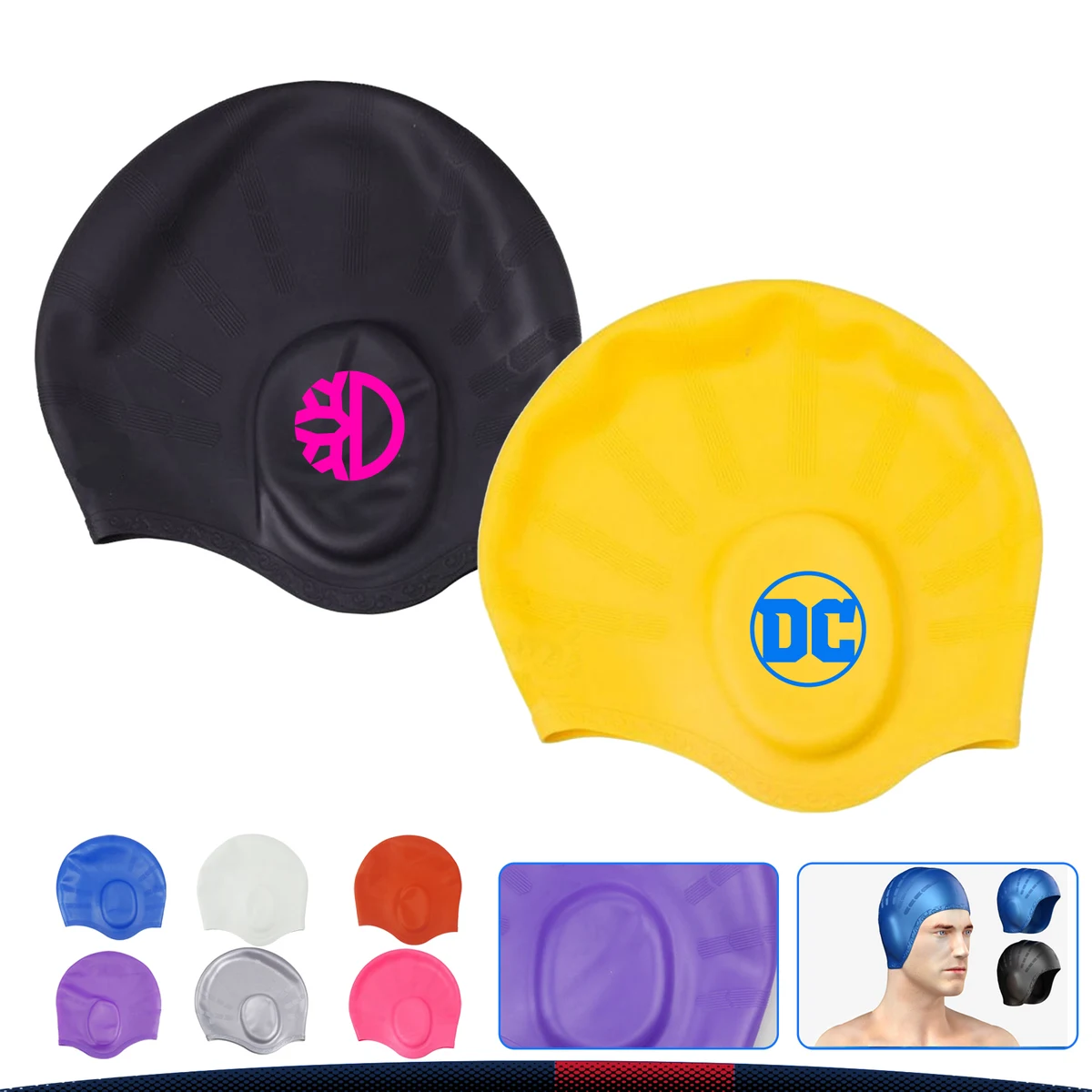 Silicone Ear Protection Swimming Cap 1