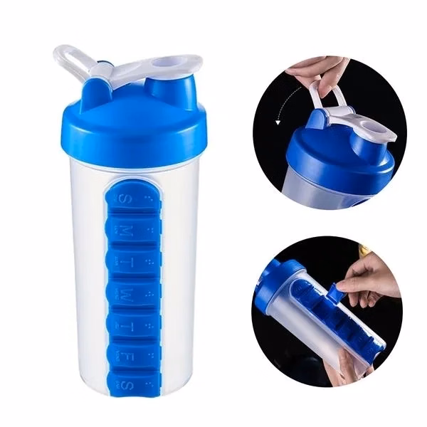 7 Day Pill Box Organizer With Water Bottle